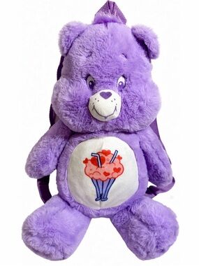 Care Bears Share Bear Kids Purple Plush Backpack Milkshake Y2K Retro Retired 13”
